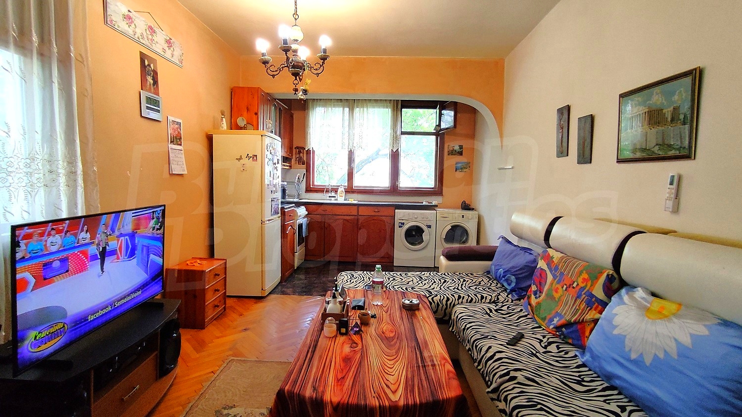 inside, living room, kitchen, furnished