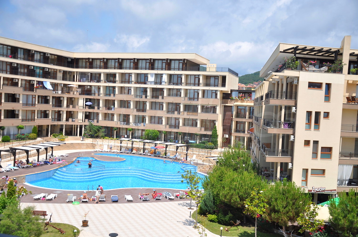 outside, pool, facade, garden