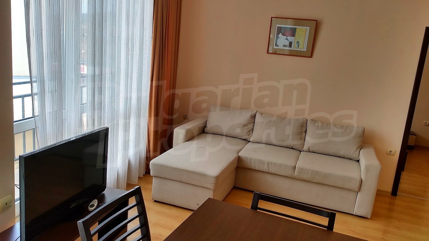 inside, living room, furnished, view from balcony