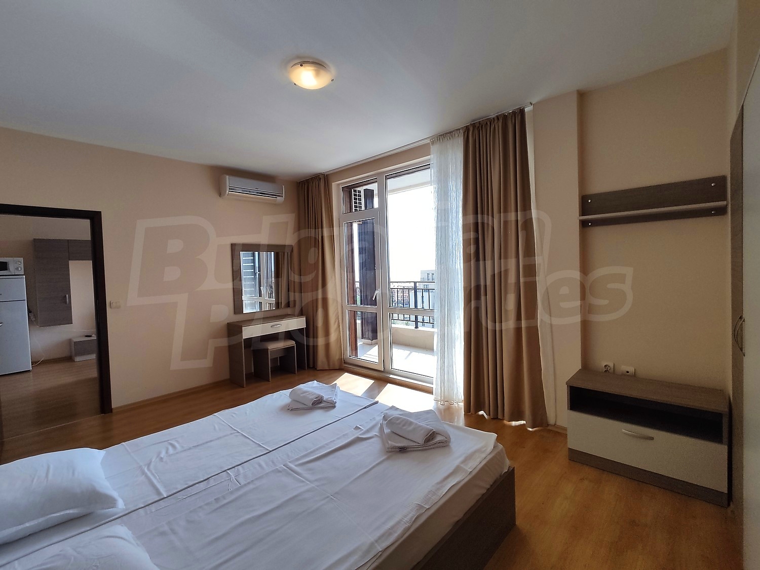 inside, bedroom, balcony, furnished