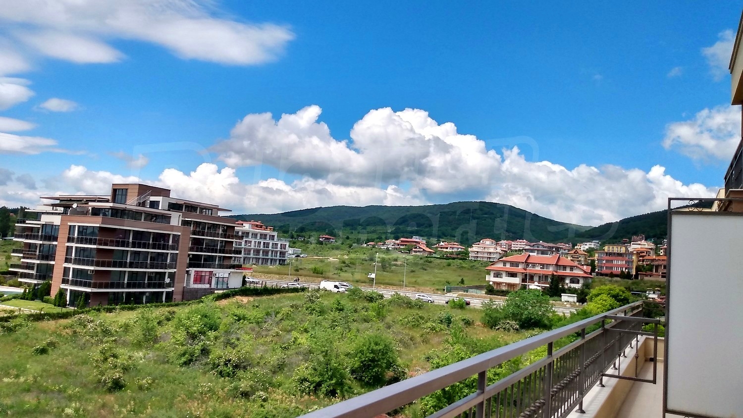 balcony, view from balcony, green area, mountain