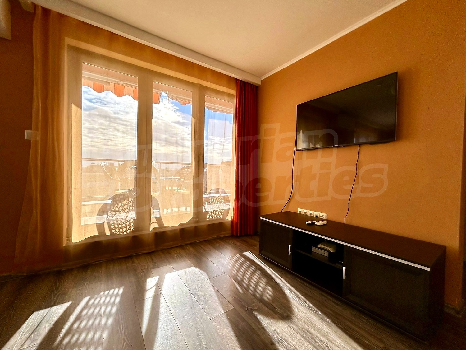 inside, living room, balcony, view from balcony, furnished