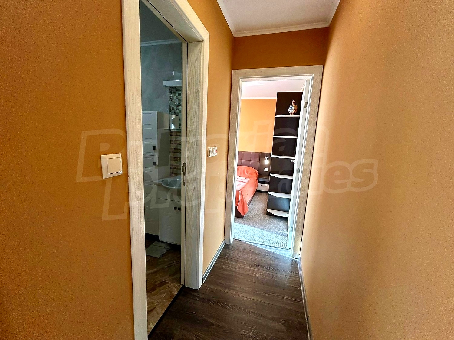 hallway, bedroom, bathroom