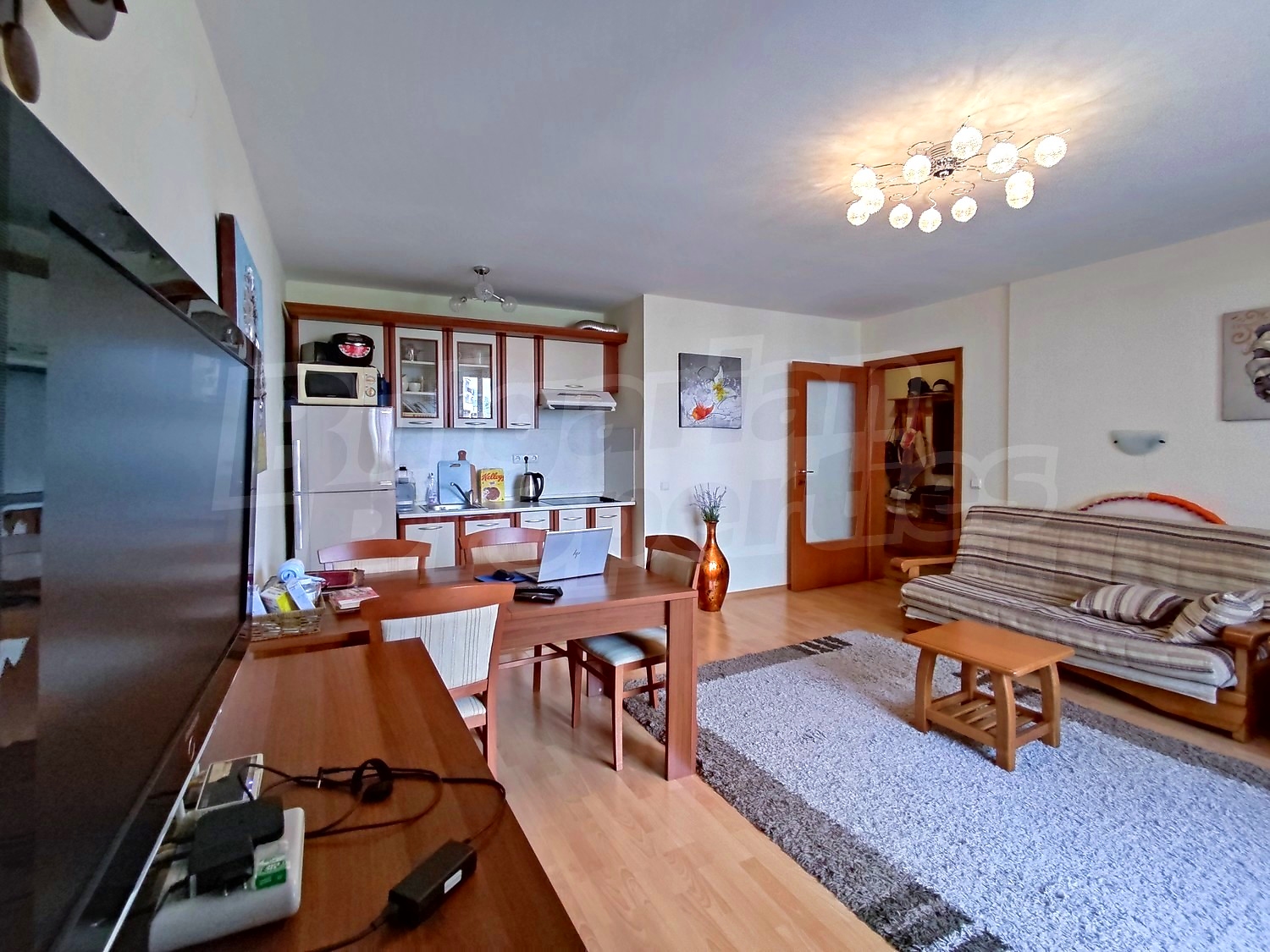 inside, living room, kitchen, furnished