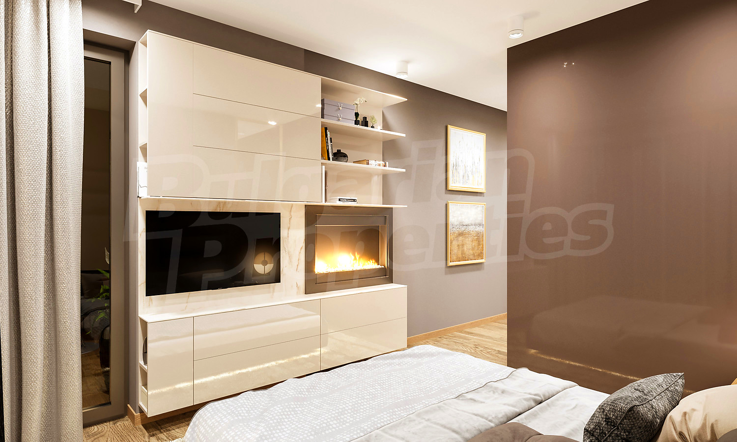 inside, bedroom, fireplace, furnished