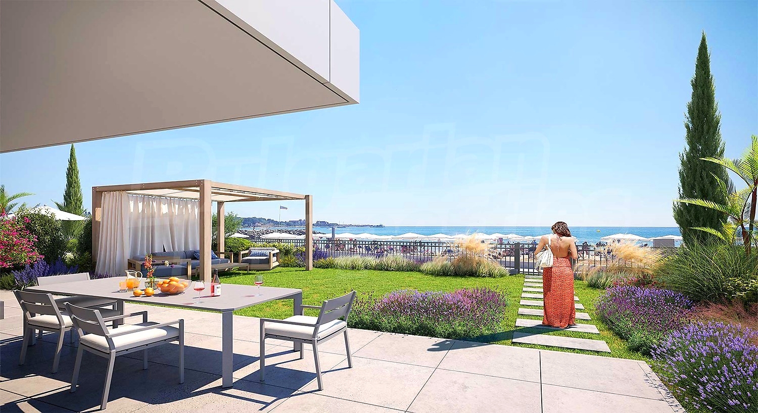 outside, garden, sea, view from balcony