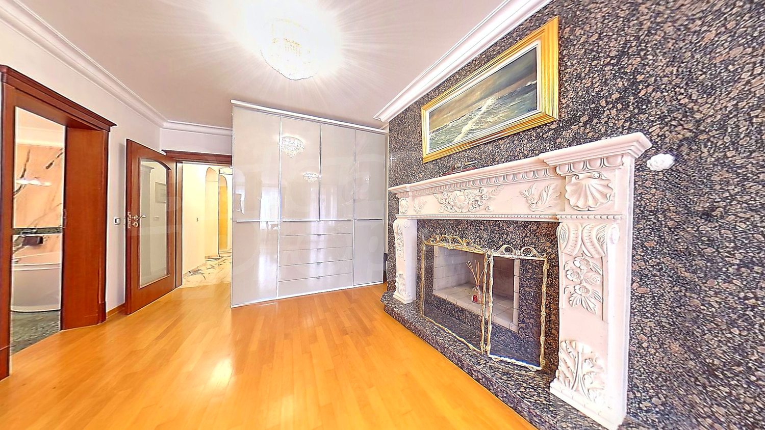 inside, fireplace