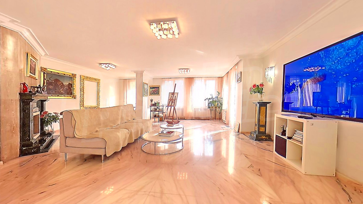 inside, living room, furnished, fireplace