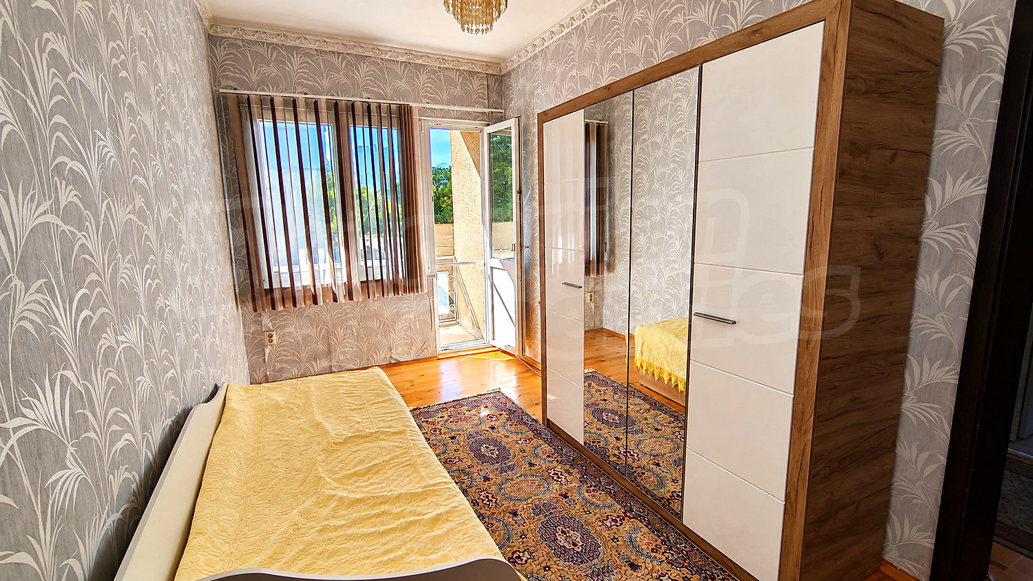 inside, bedroom, balcony, furnished