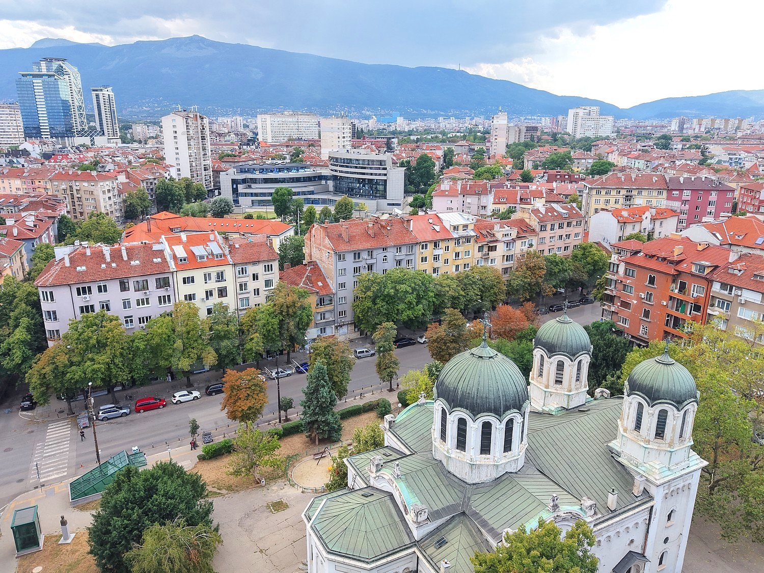 outside, city, mountain, view from balcony