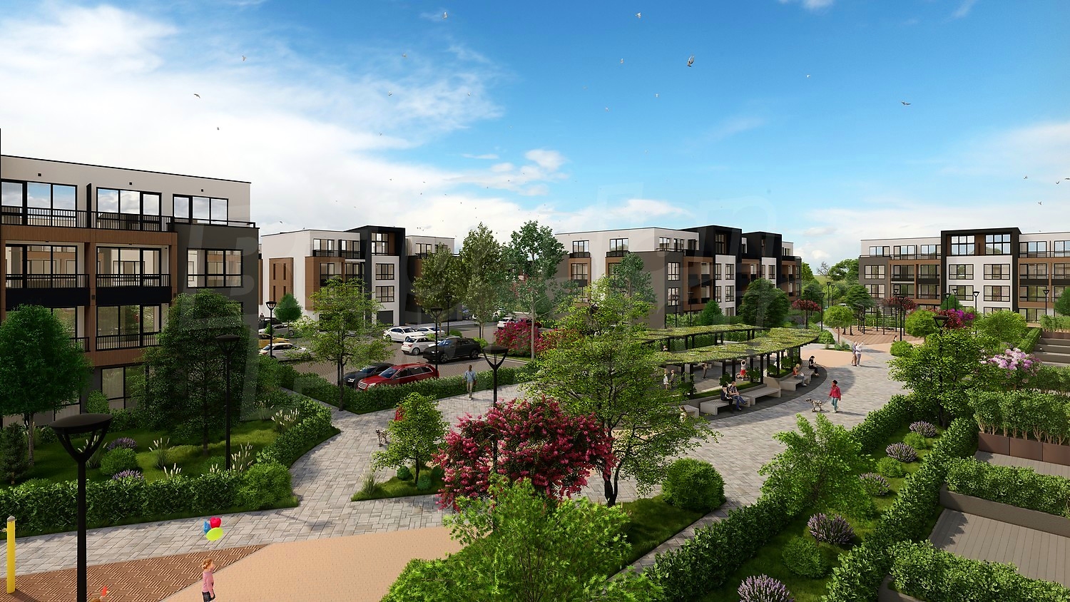outside, garden, parking, green area