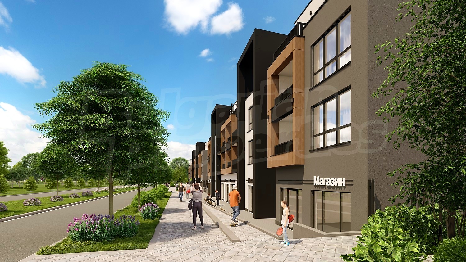 outside, facade, green area