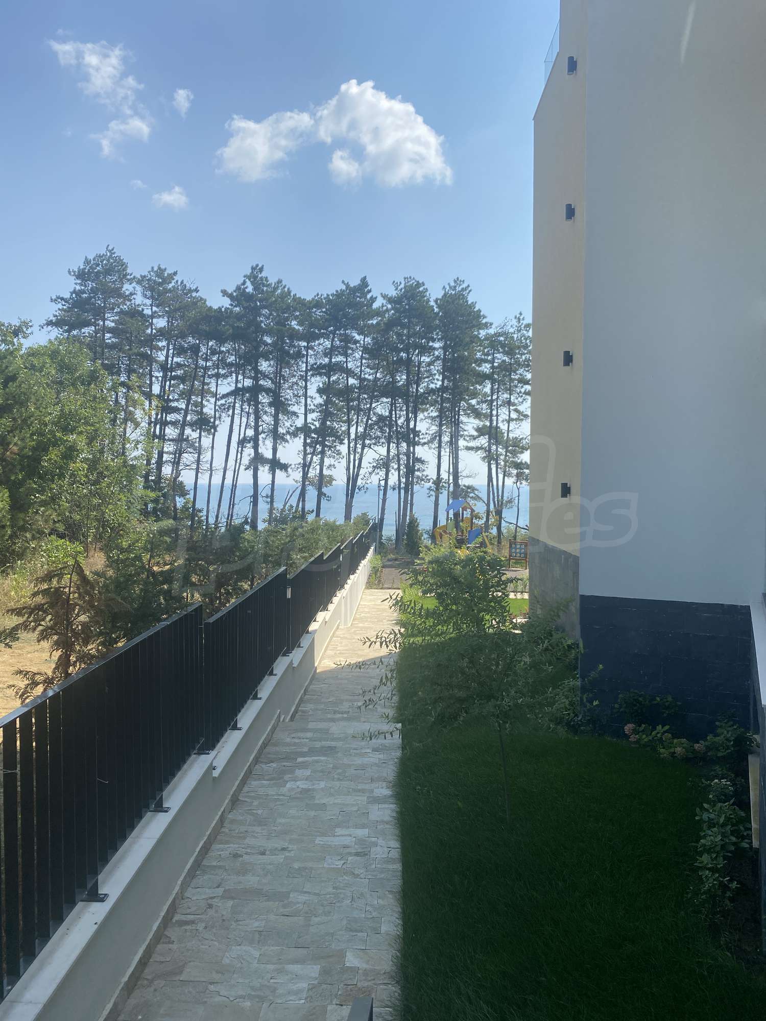 outside, view from balcony, garden, sea