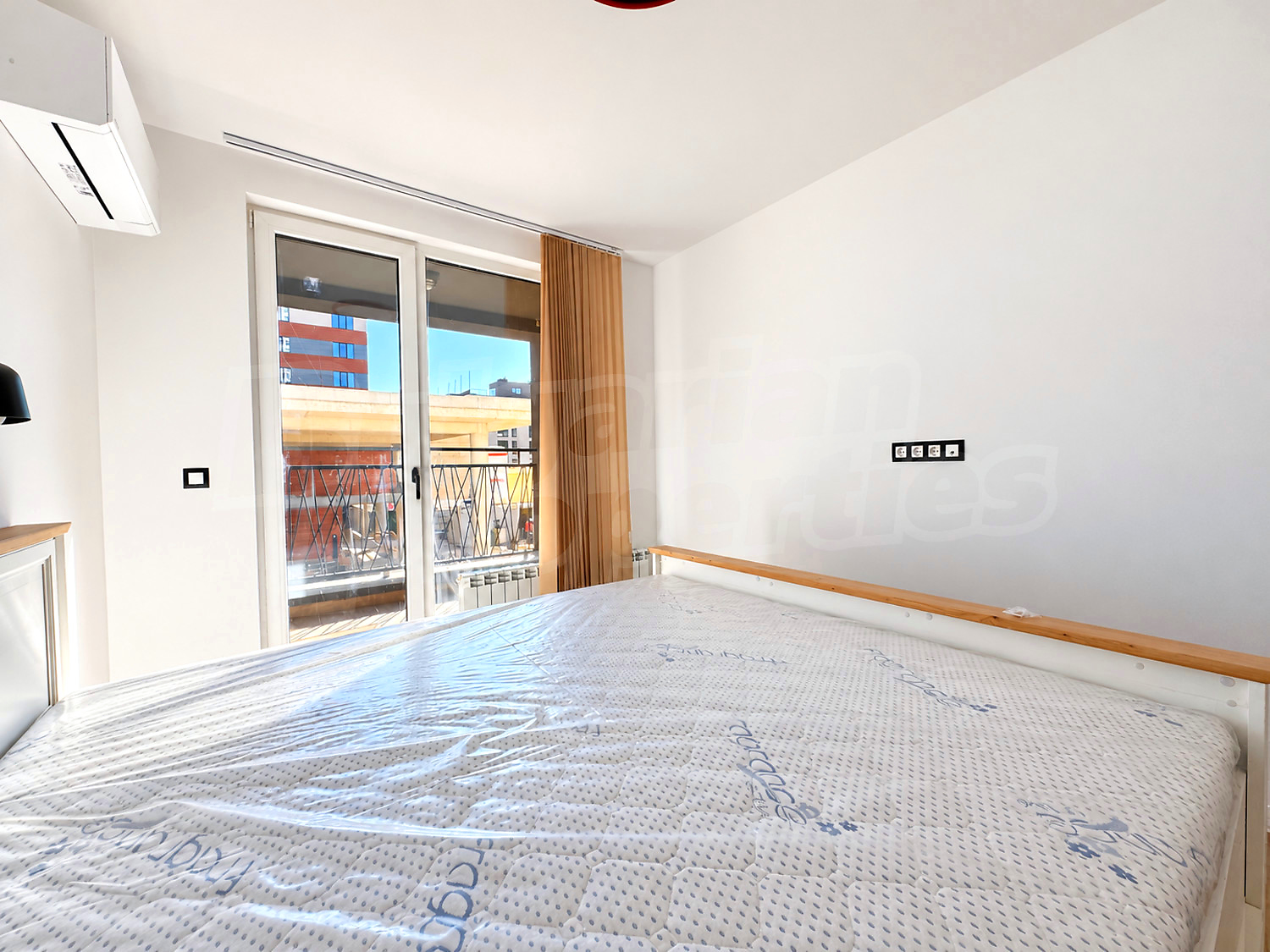 inside, bedroom, balcony, view from balcony, furnished