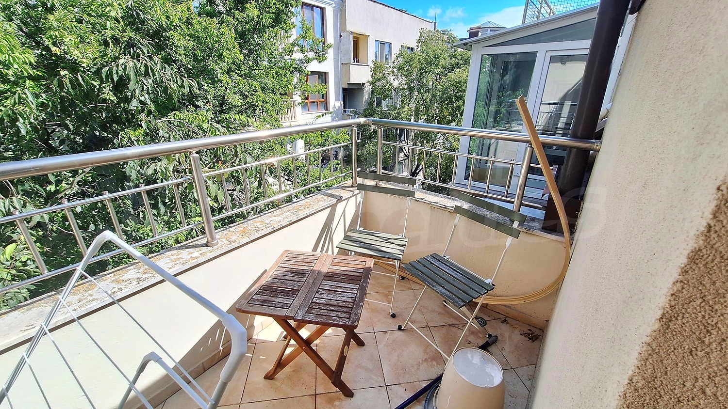 balcony, outside, view from balcony, green area