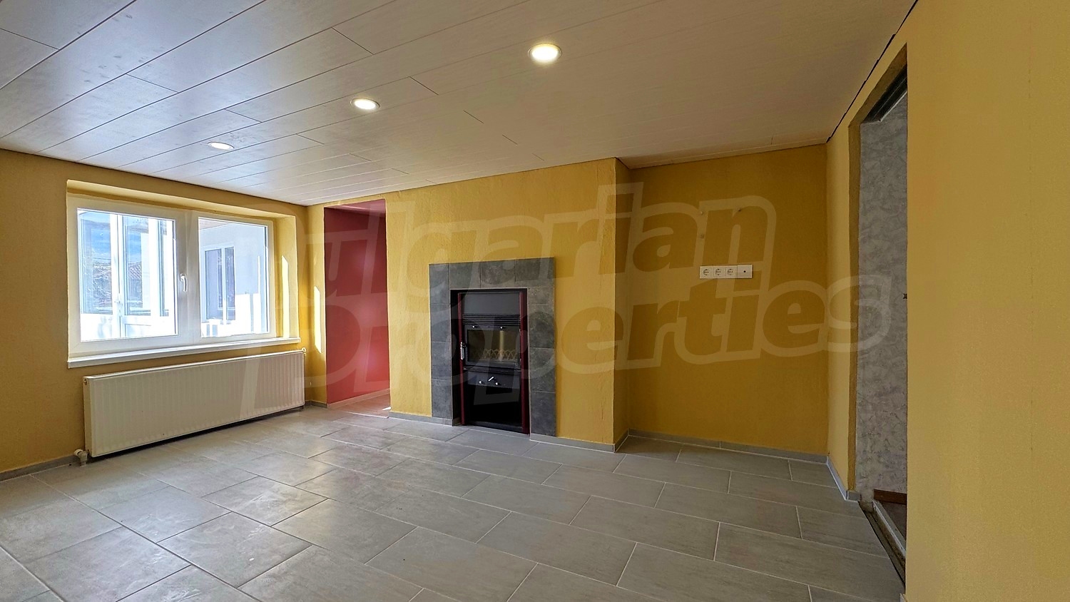 inside, living room, fireplace