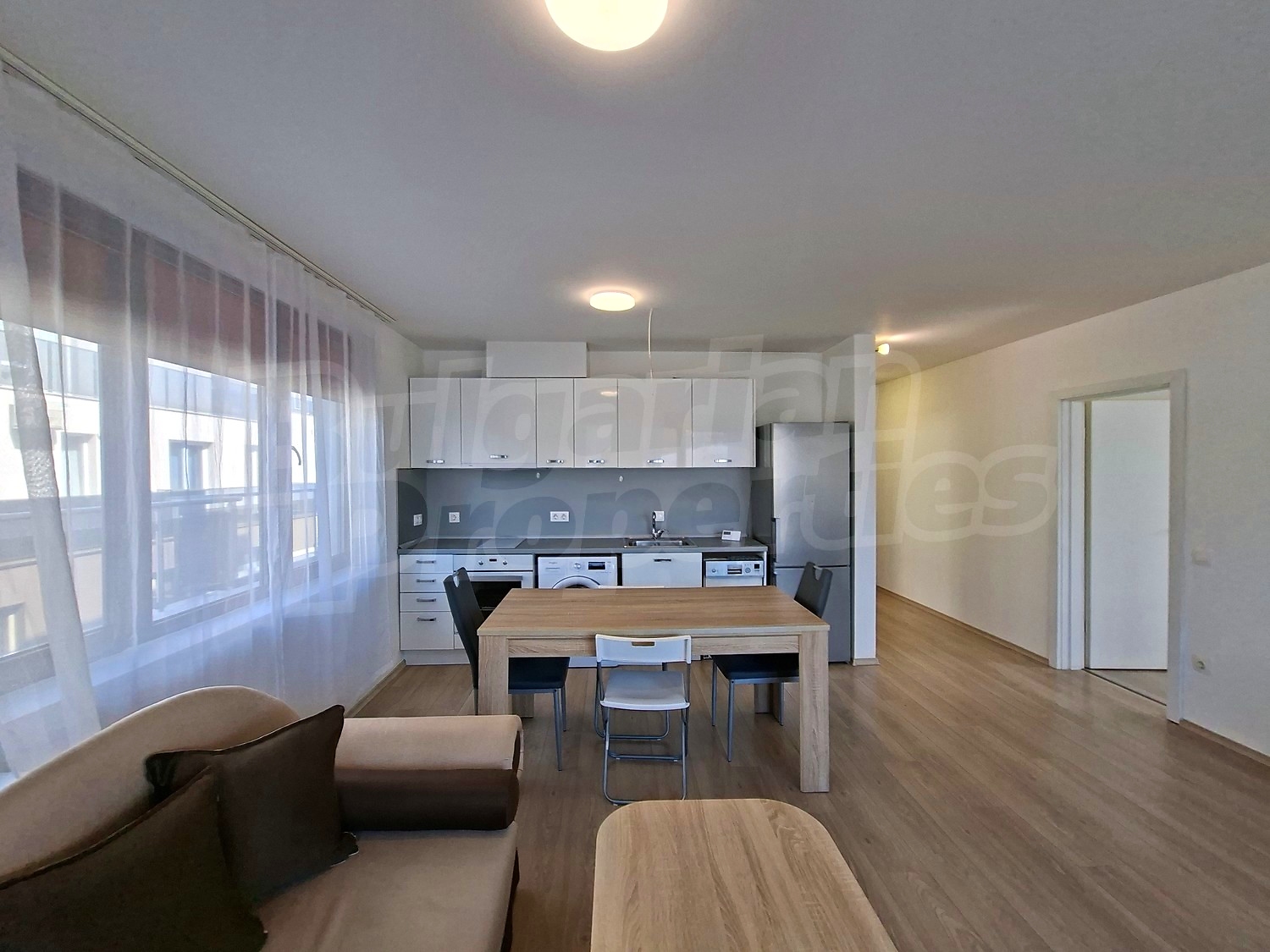 inside, living room, kitchen, furnished