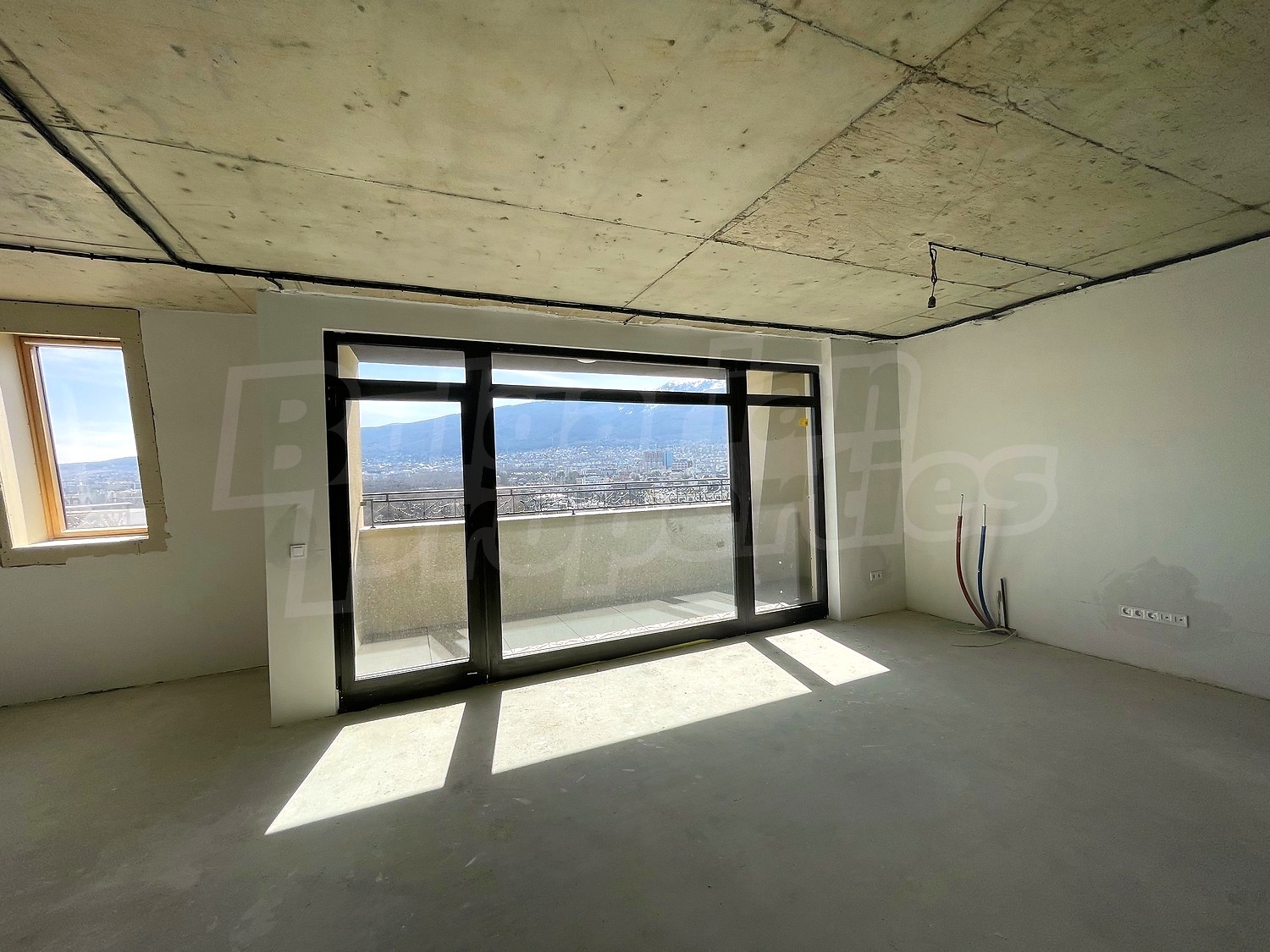 inside, view from balcony, unfurnished
