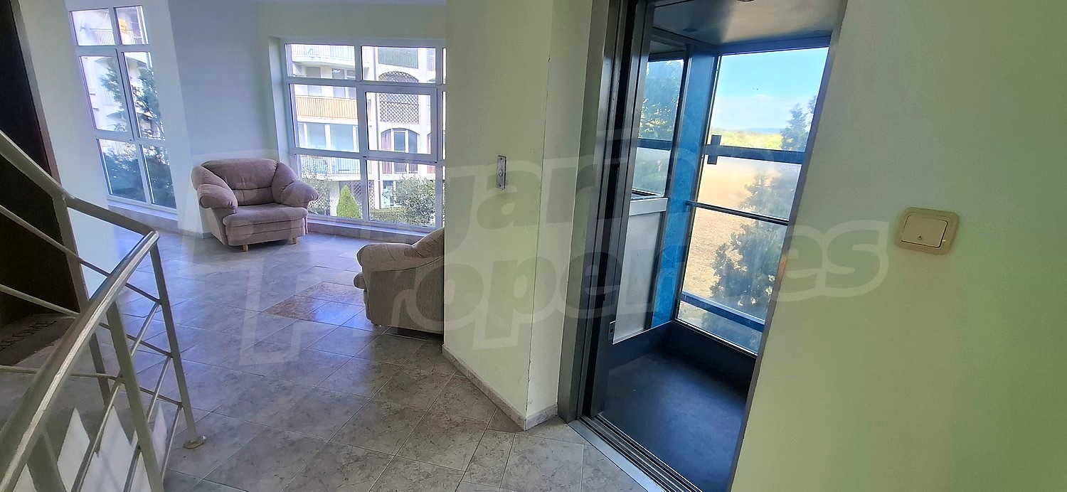 inside, furnished, view from balcony, stairs