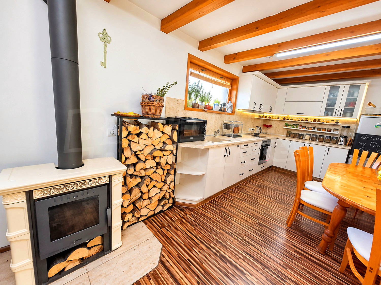 inside, living room, kitchen, furnished