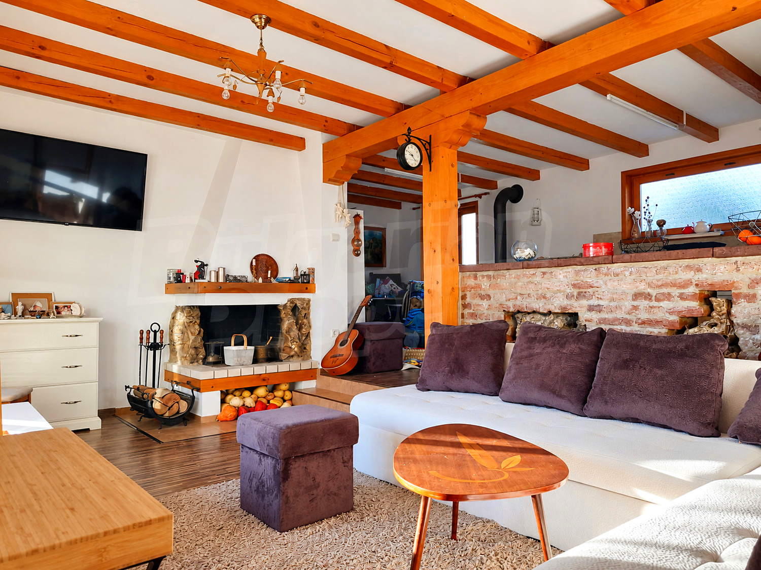 inside, living room, fireplace, furnished