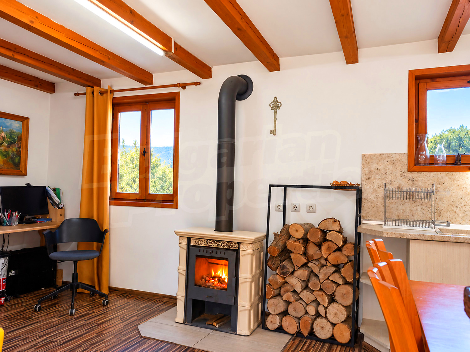 inside, fireplace, furnished