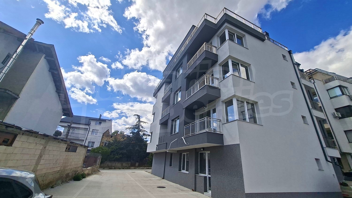 facade, outside, parking