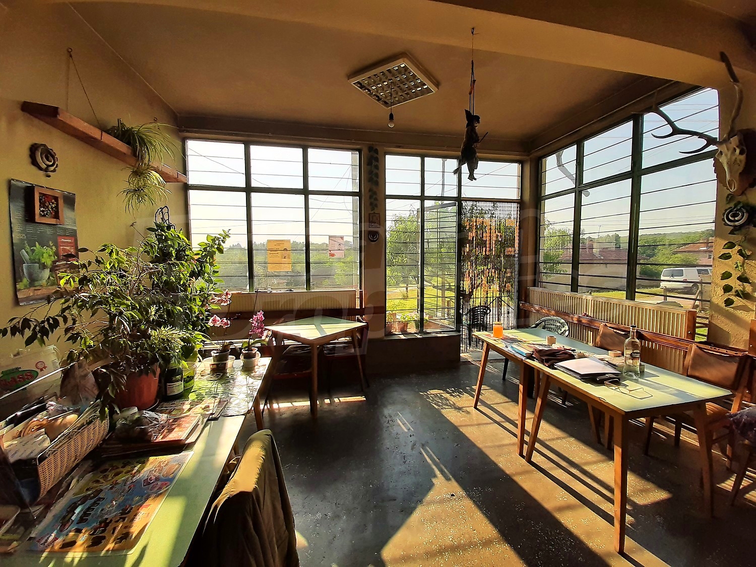 inside, view from balcony, furnished