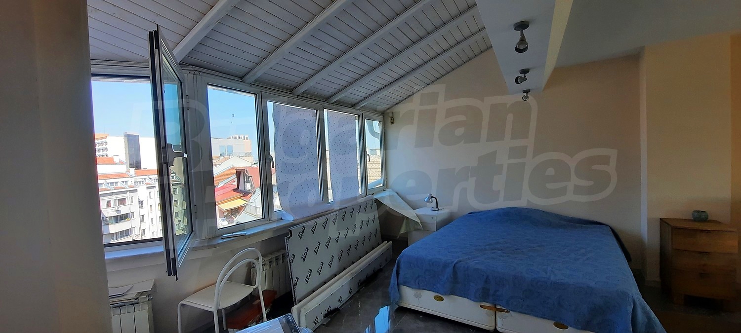 inside, bedroom, view from balcony