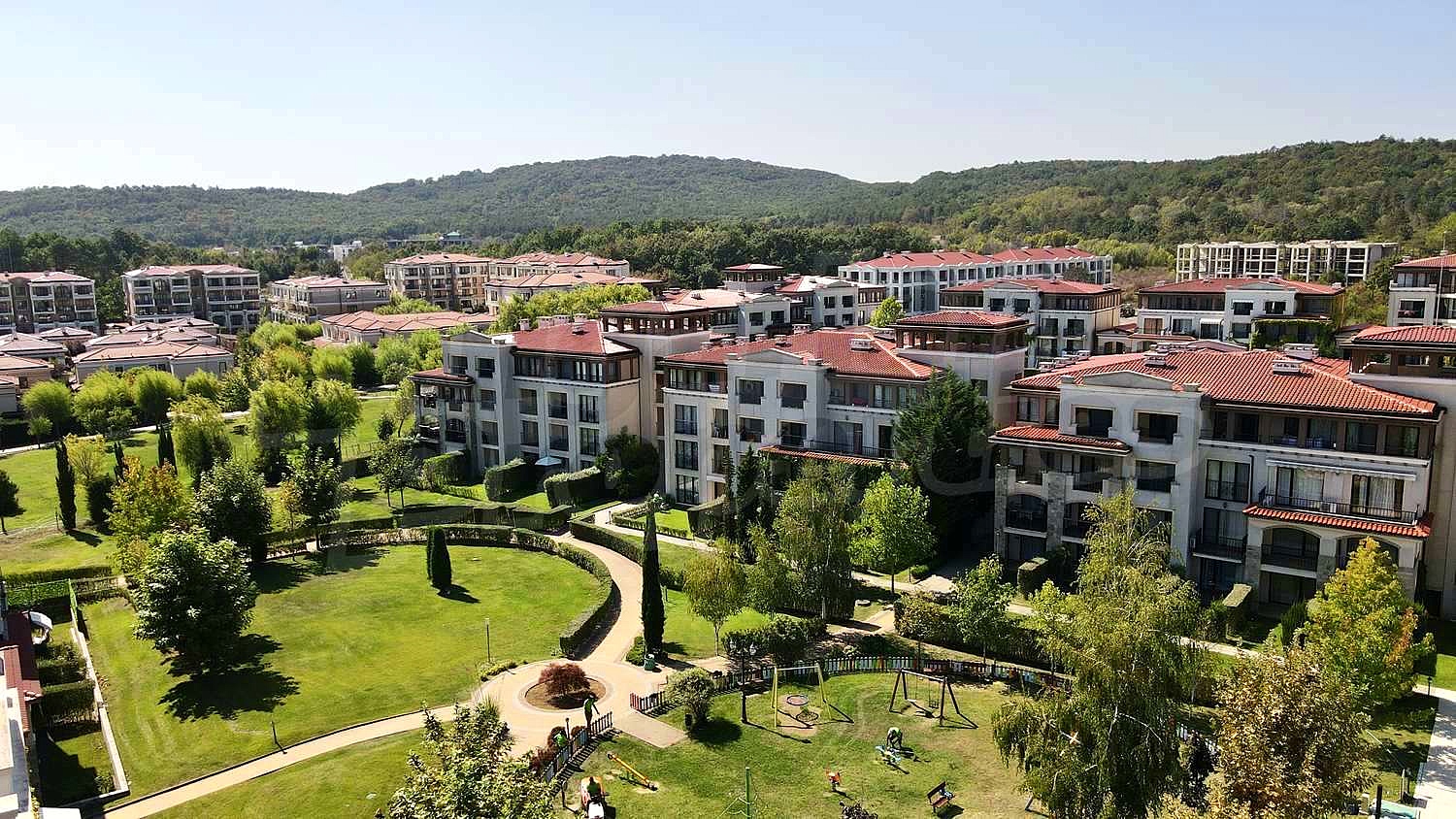 outside, green area, facade, view from balcony