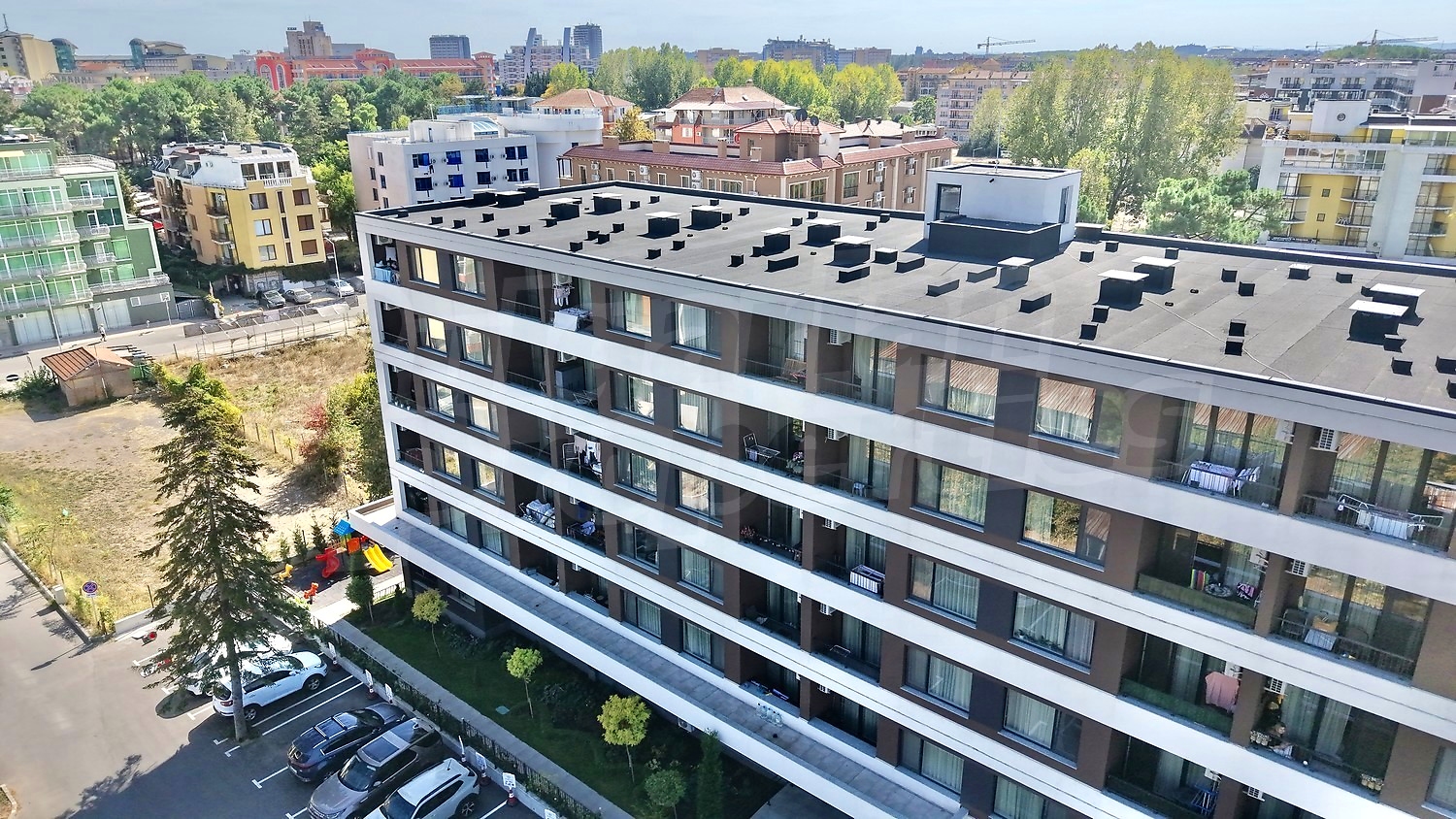 outside, facade, parking, view from balcony