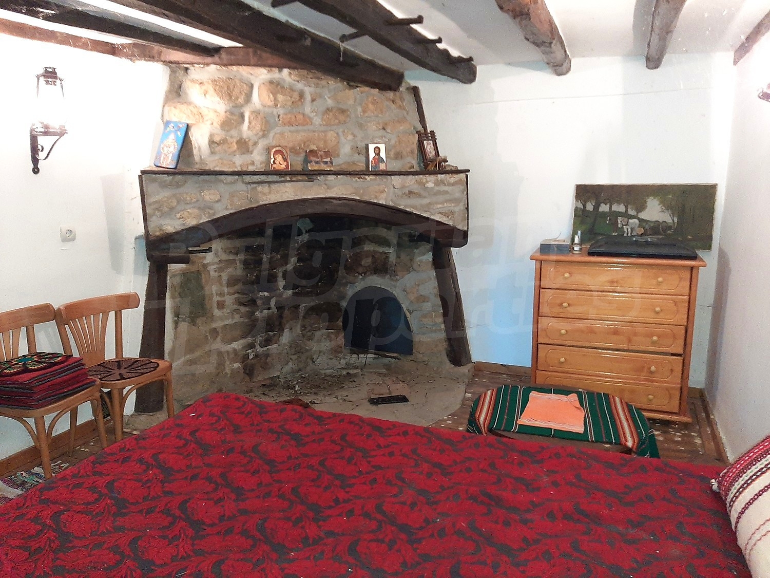 inside, bedroom, fireplace, furnished