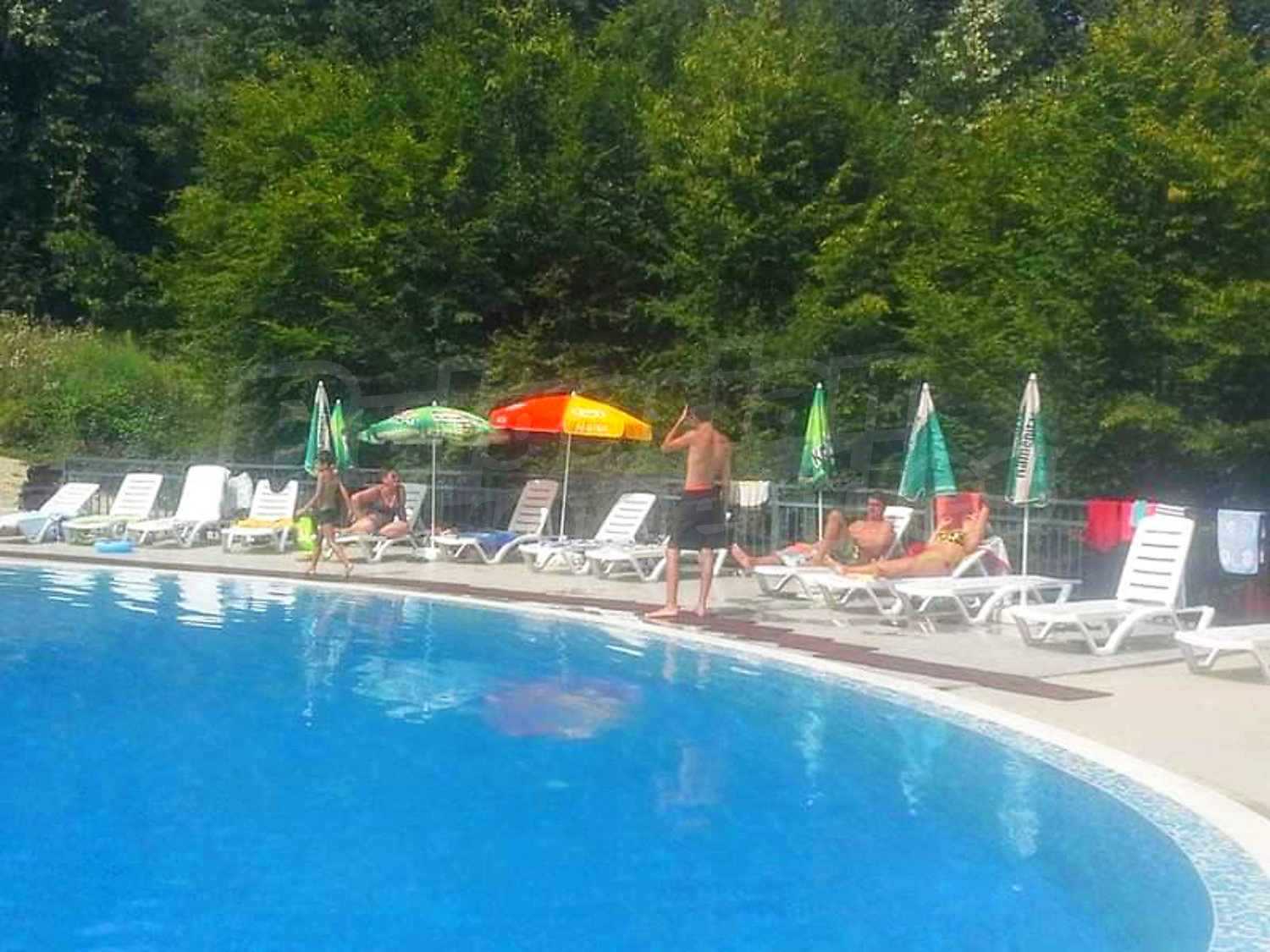 pool, outside, green area