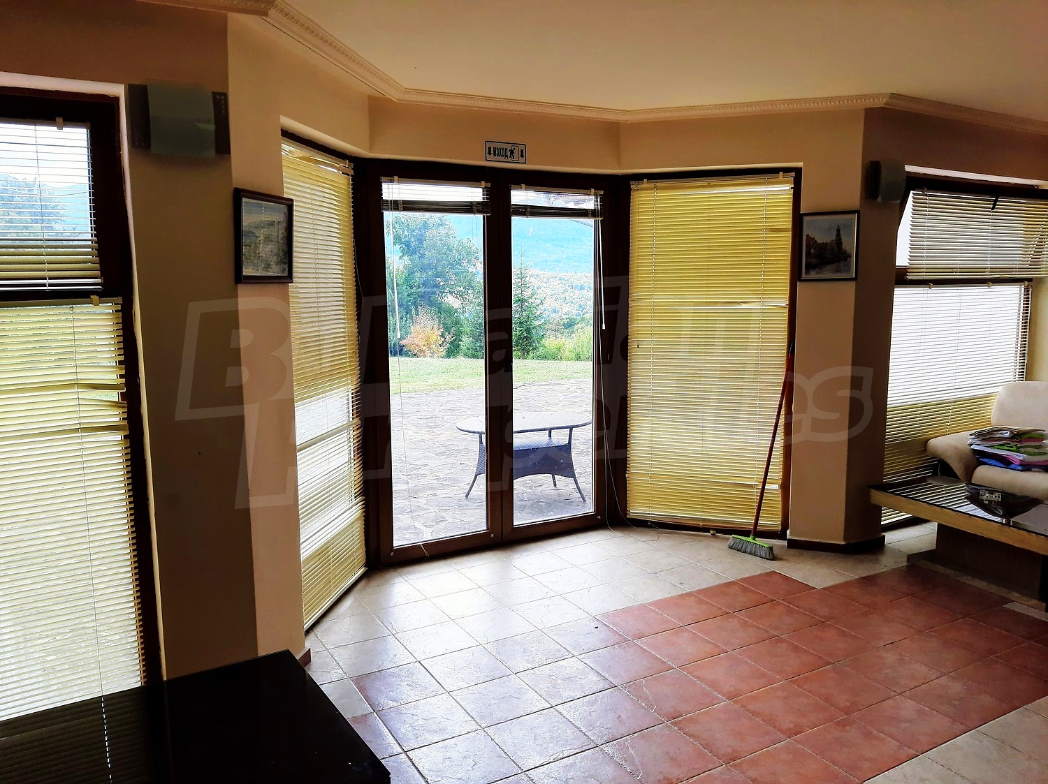 inside, view from balcony, furnished