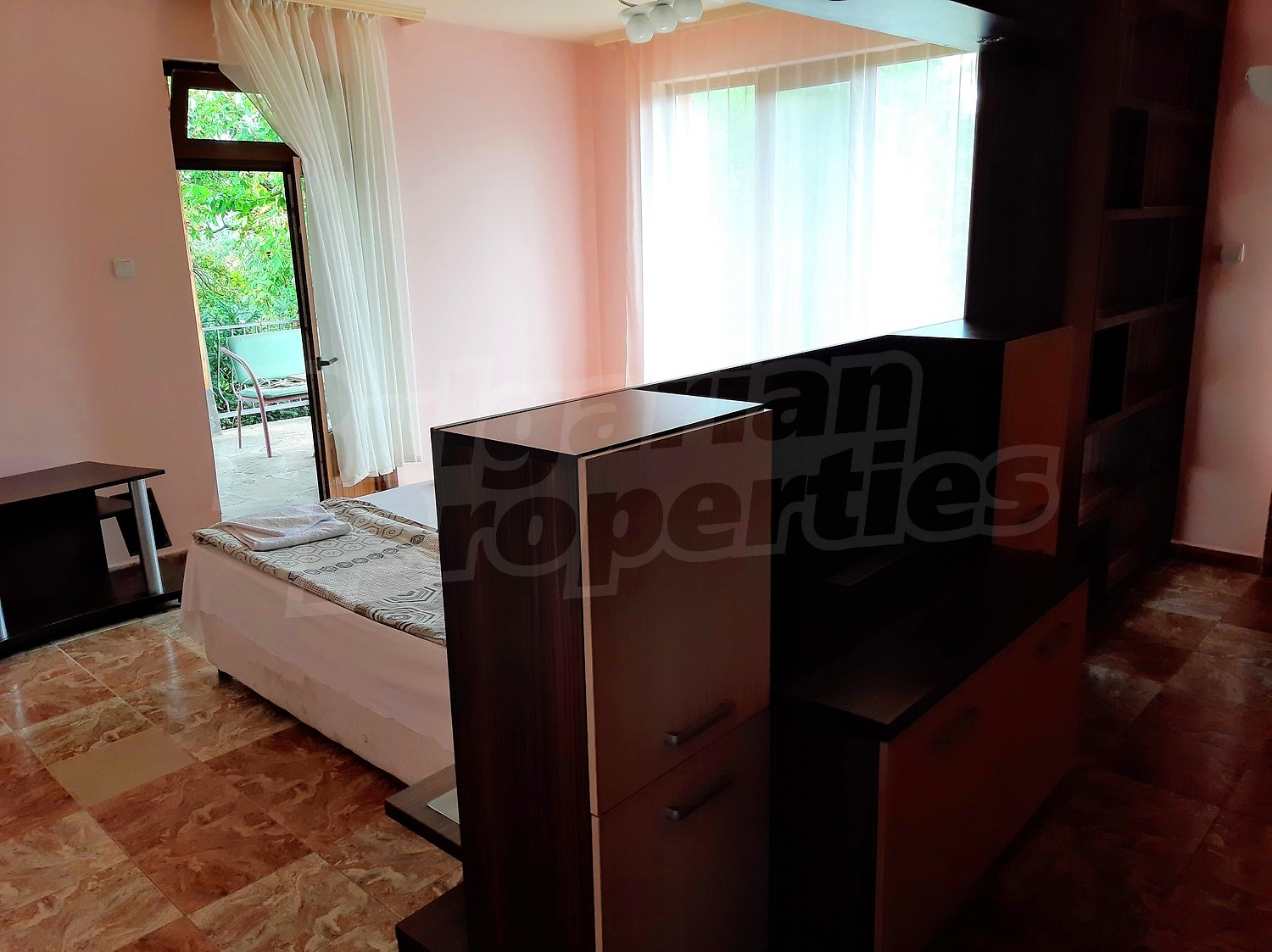 inside, bedroom, balcony, furnished