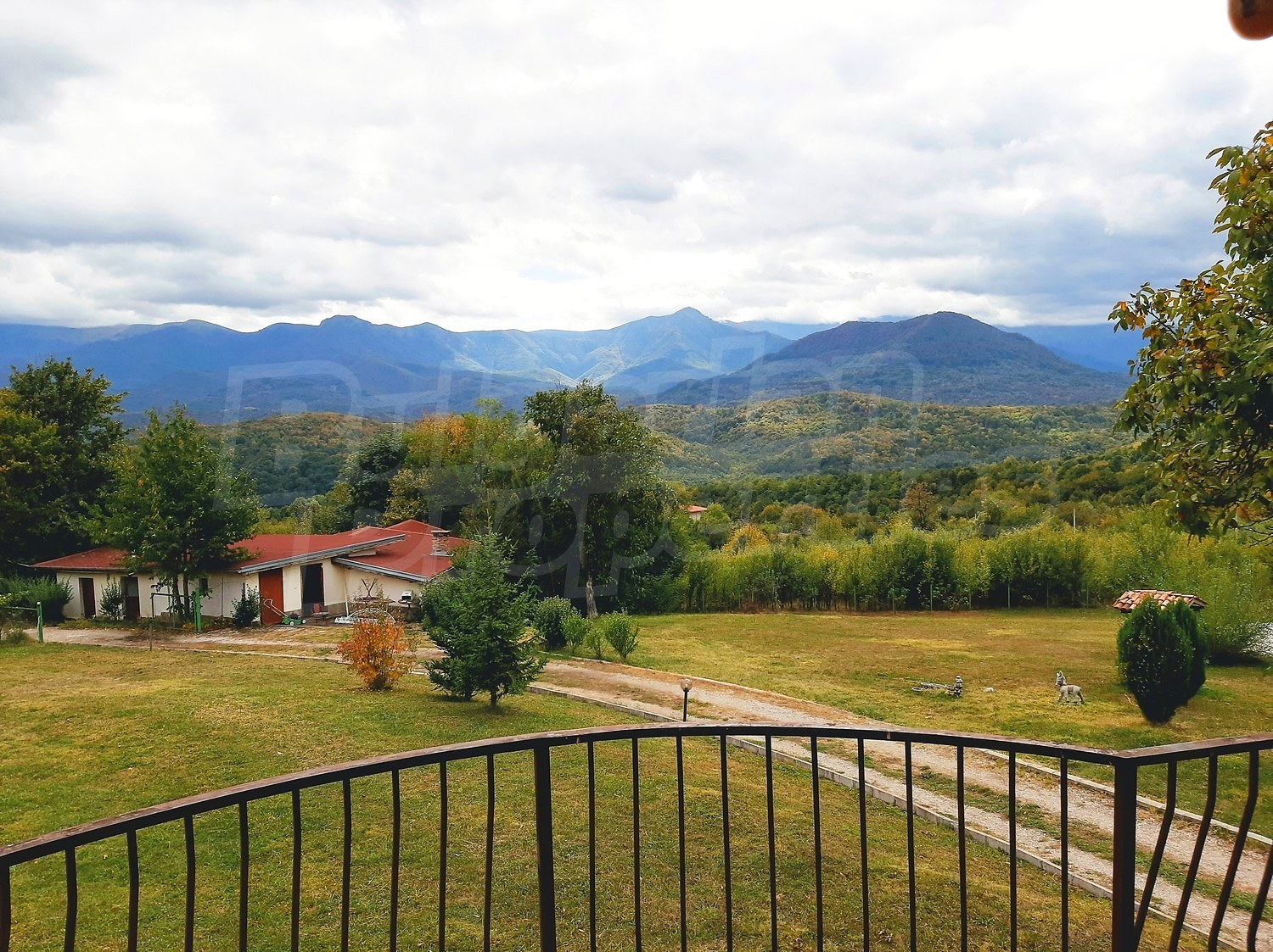 view from balcony, mountain, garden