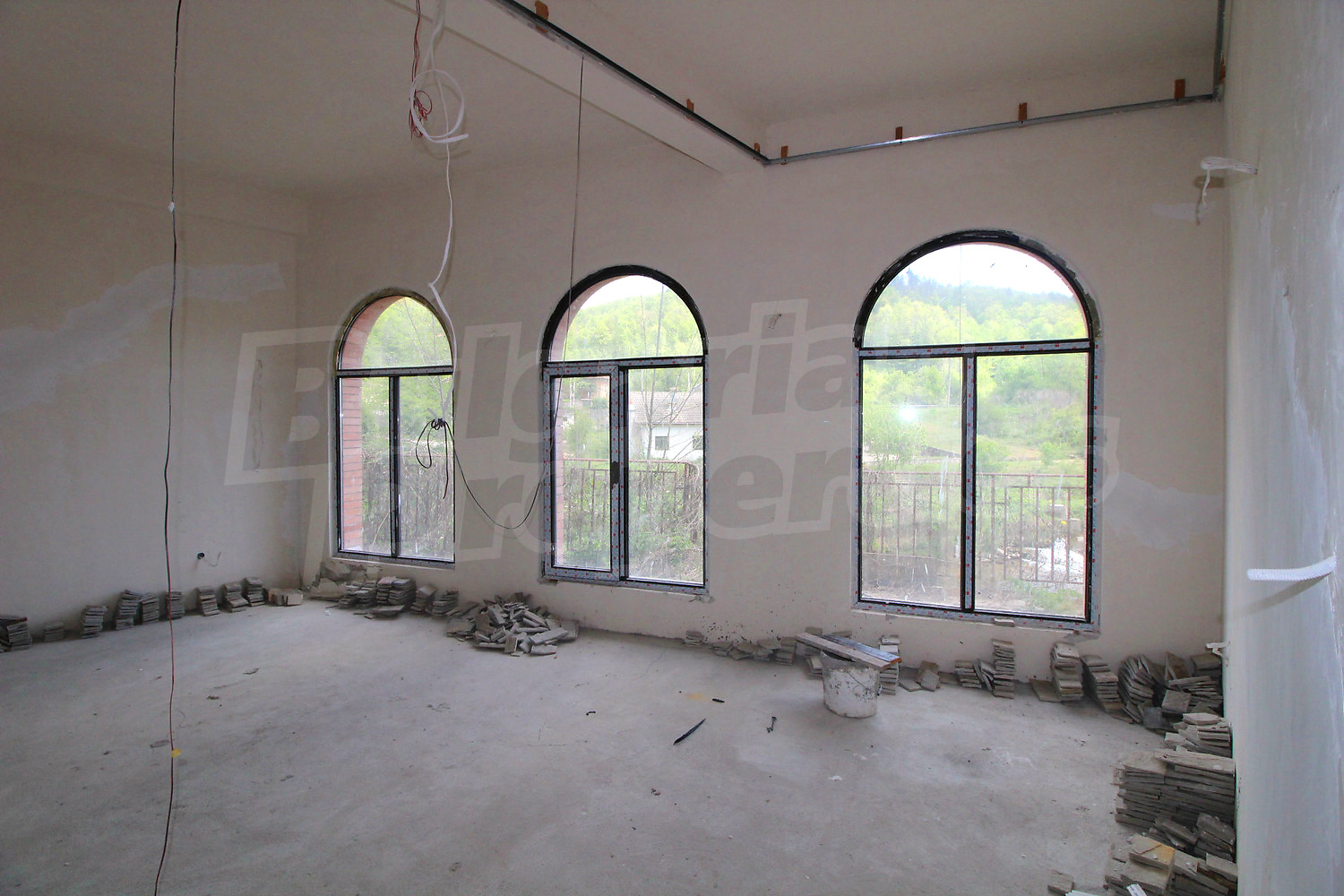 inside, view from balcony, unfurnished