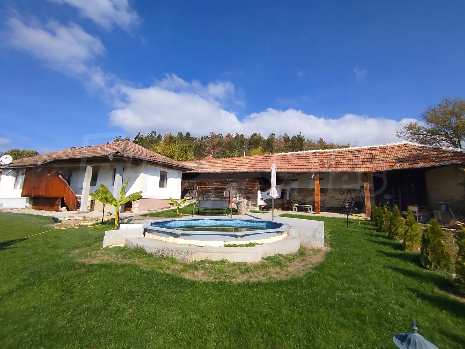 outside, garden, pool, facade, green area
