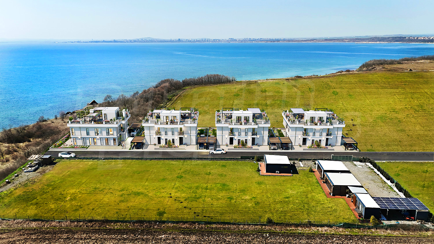outside, sea, facade, green area