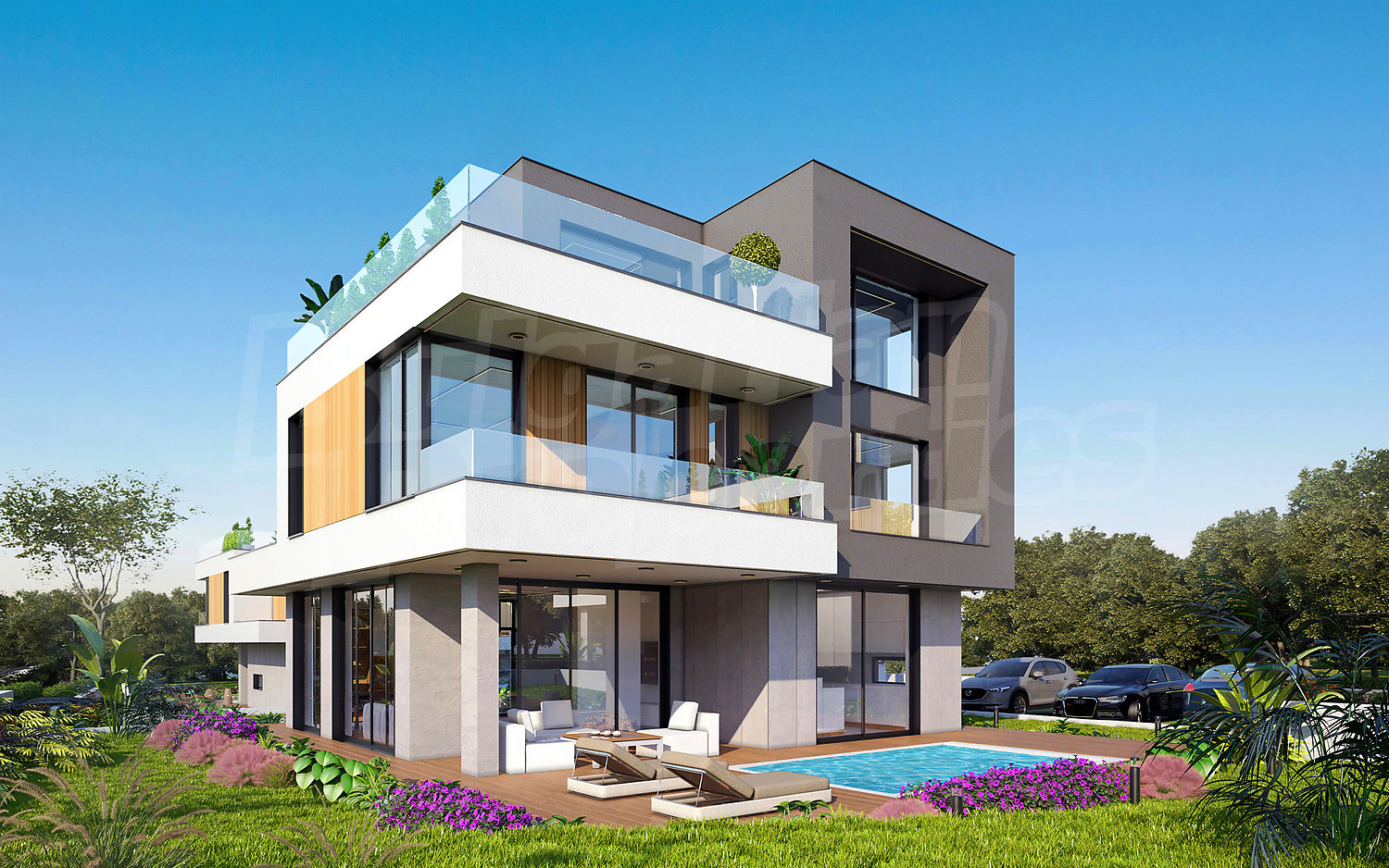 outside, facade, garden, pool