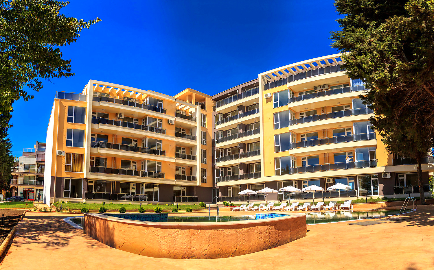 outside, facade, pool, garden