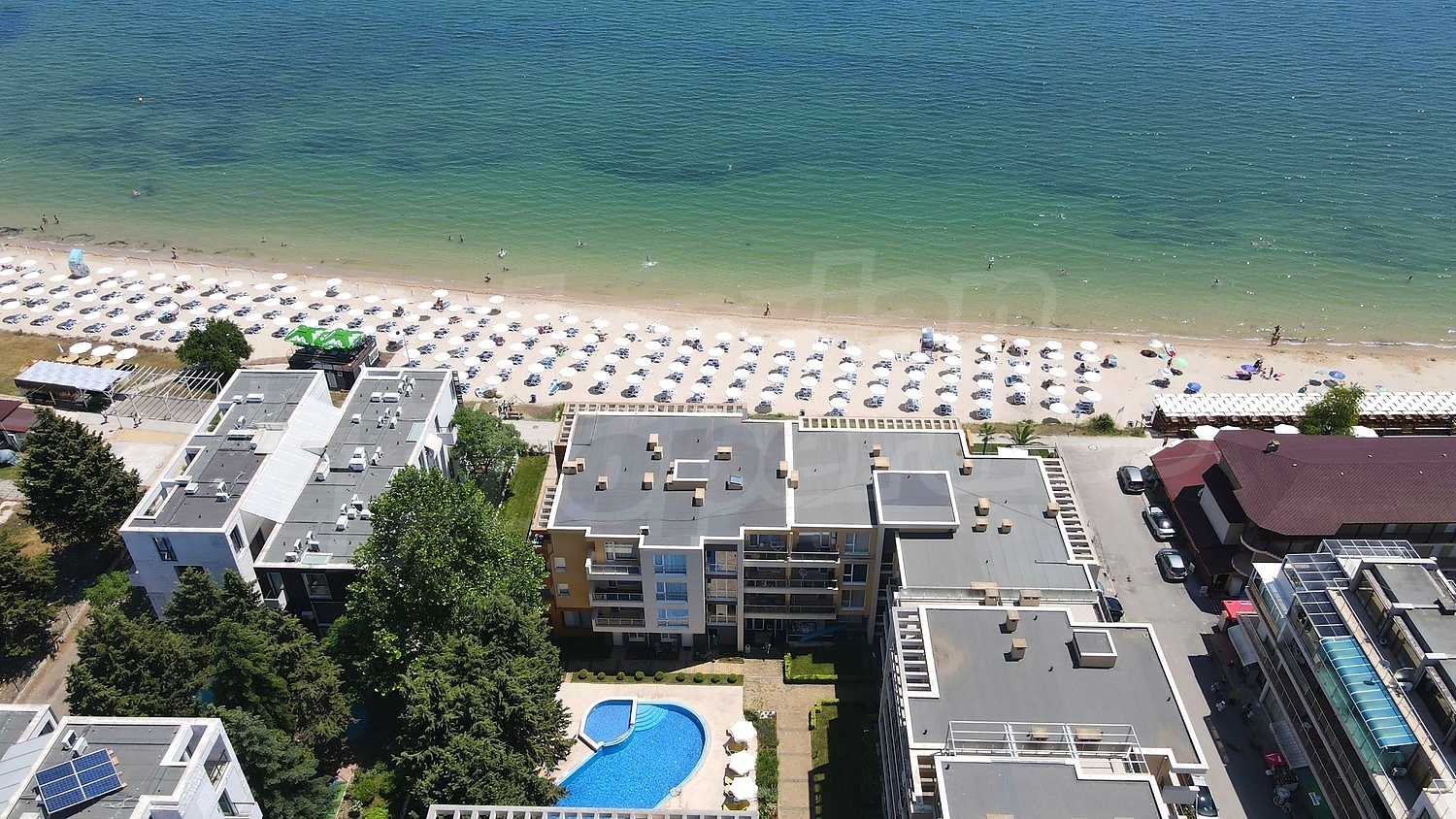 outside, sea, pool, facade, view from balcony