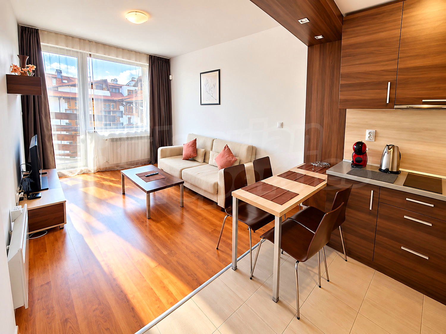 inside, living room, kitchen, furnished