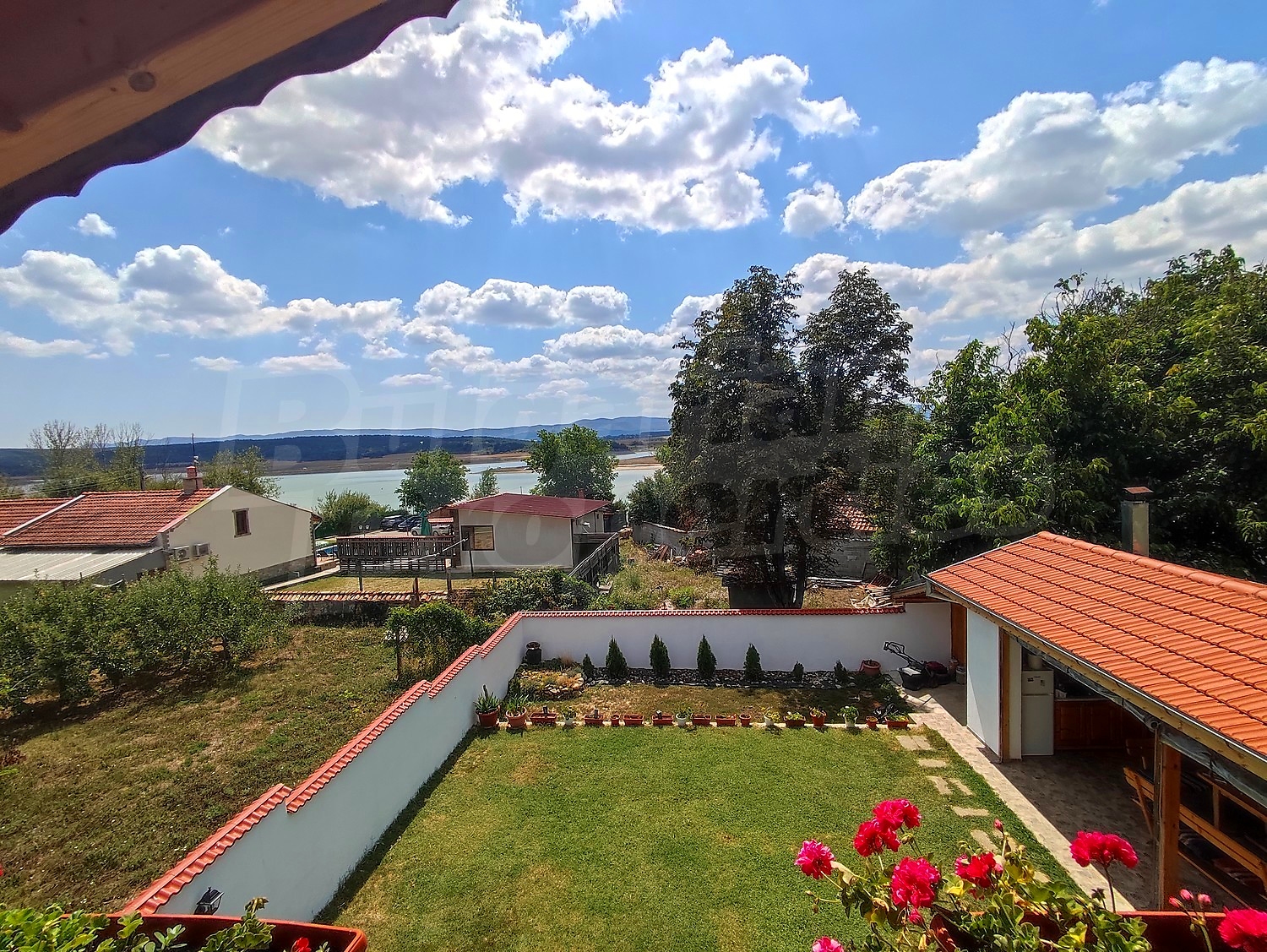 outside, view from balcony, garden, sea, green area