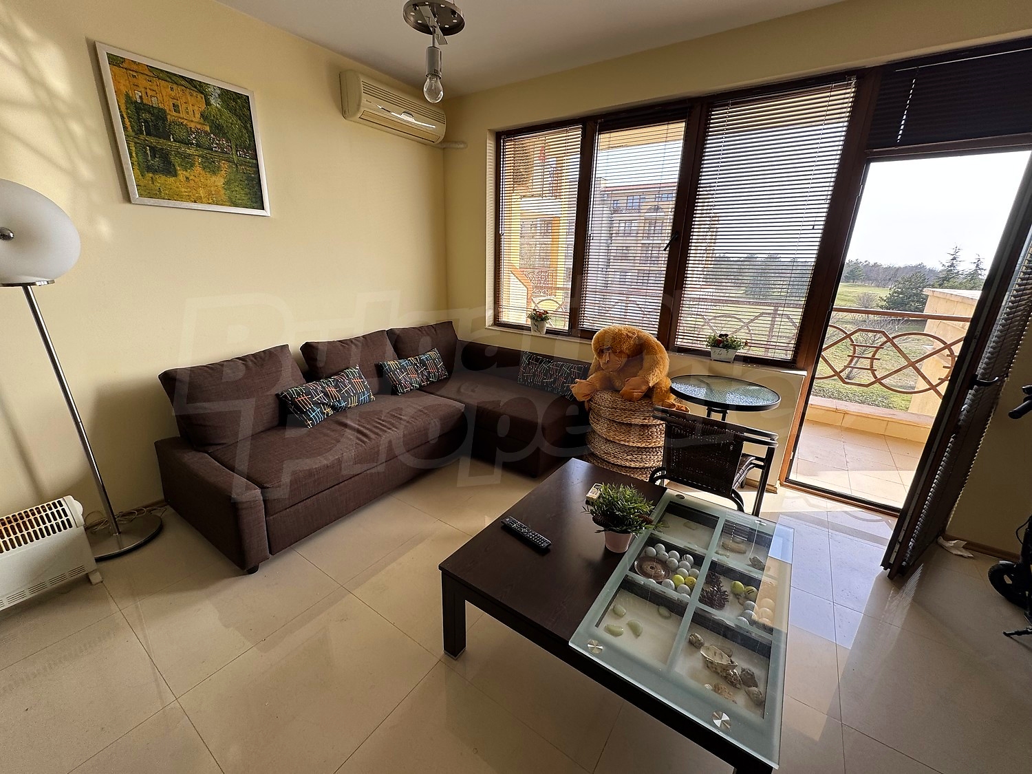 inside, living room, balcony, furnished, view from balcony