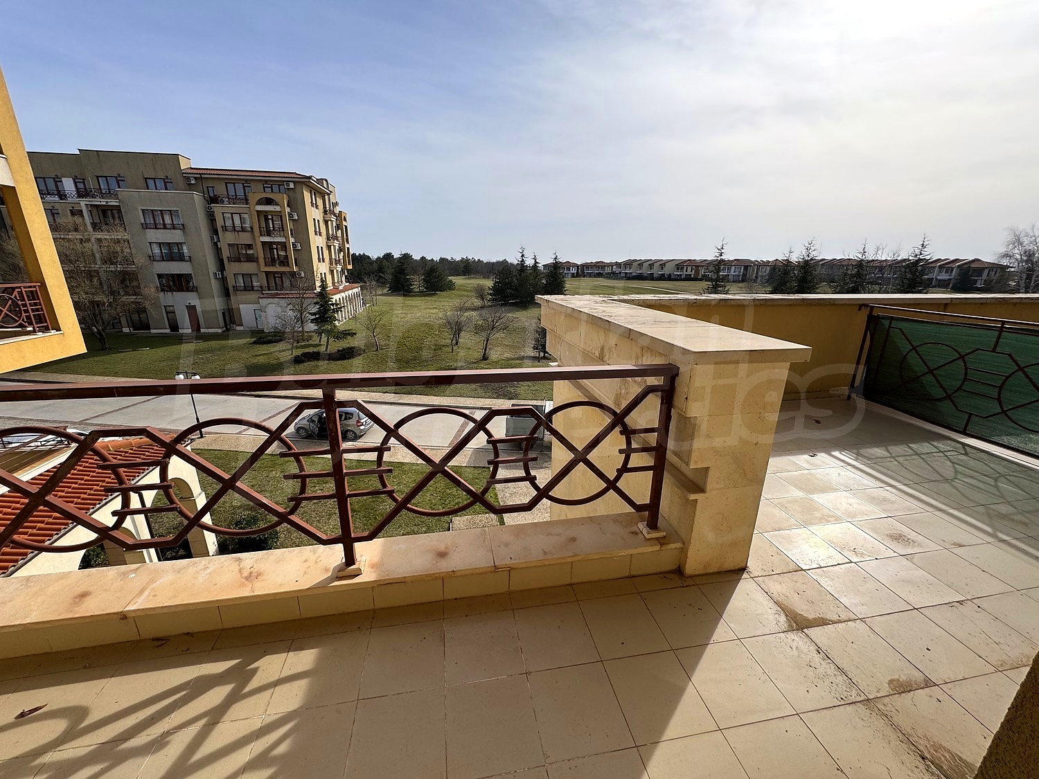 balcony, view from balcony, outside, green area