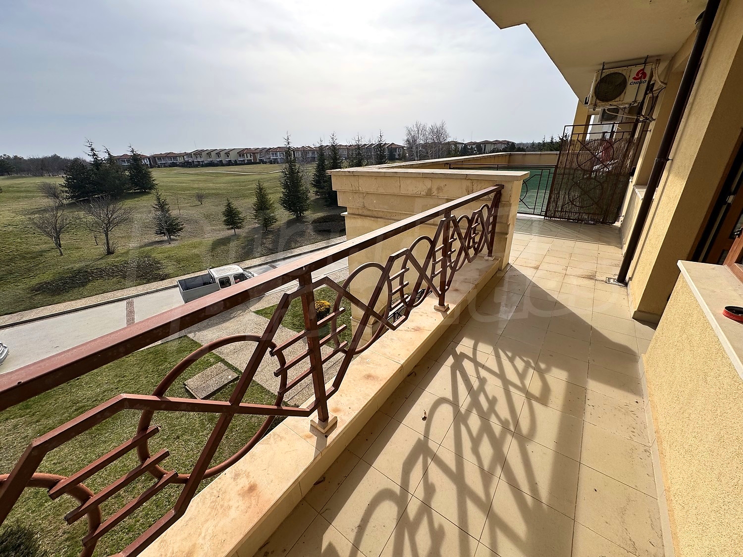 balcony, outside, view from balcony, green area