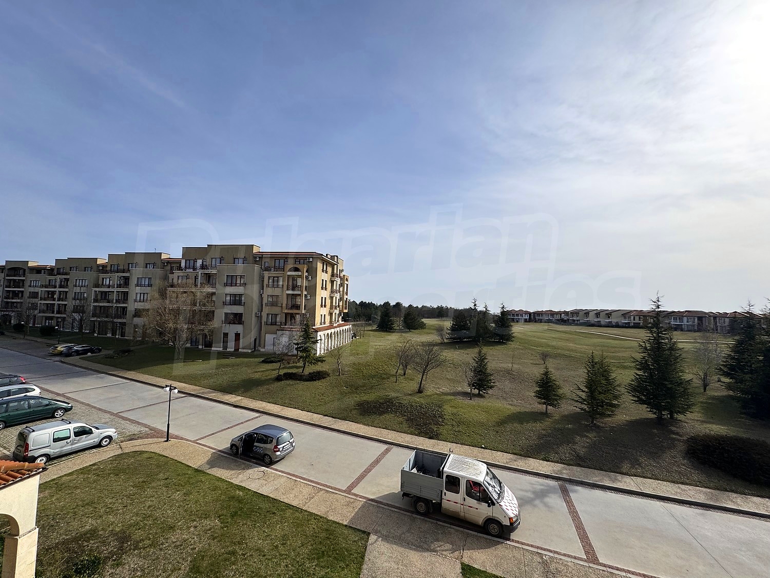 outside, facade, parking, green area
