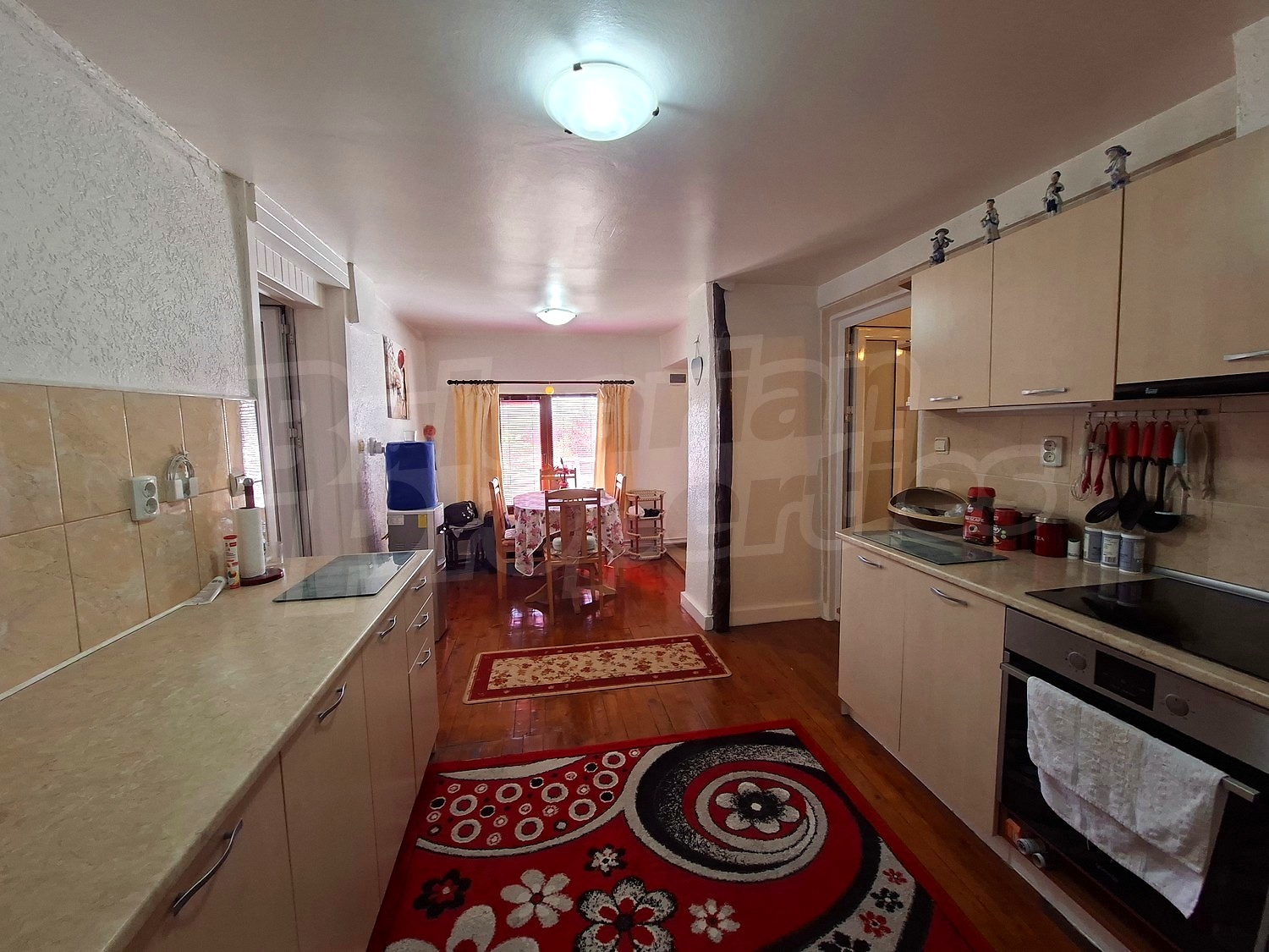 inside, kitchen, living room, furnished
