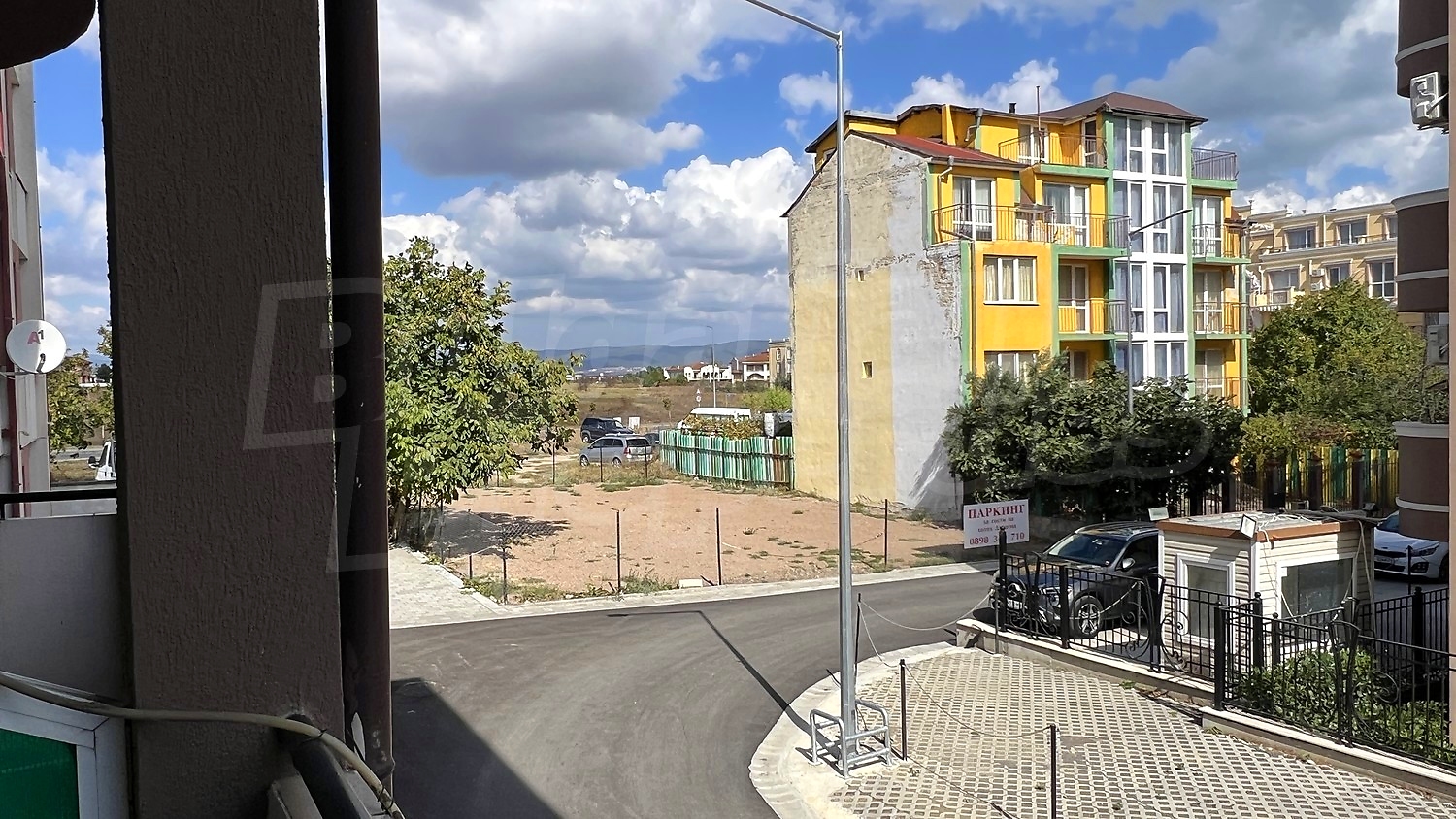 outside, facade, parking, view from balcony